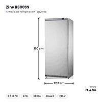 Armario de refrigeración inox 1 puerta 473 L Zine R600SS – medidas