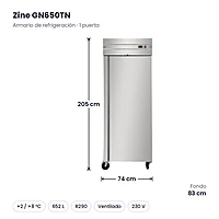 Armario de refrigeración inox 1 puerta 652 L Zine GN650TN – medidas