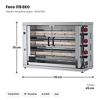 Asador de pollos a gas Feca 315 EKO 3 espadas – medidas