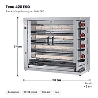 Asador de pollos a gas Feca 420 EKO 4 espadas – medidas