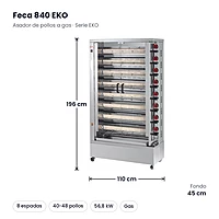 Asador de pollos a gas Feca 840 EKO 8 espadas – medidas