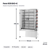 Asador de pollos eléctrico Feca 630 EKO-E 6 espadas – medidas