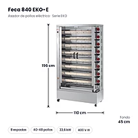 Asador de pollos eléctrico Feca 840 EKO-E 8 espadas – medidas