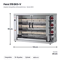 Asador de pollos vitrocerámico Feca 315 EKO-V 3 espadas – medidas