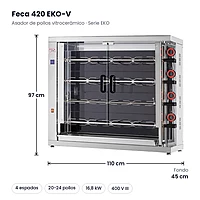 Asador de pollos vitrocerámico Feca 420 EKO-V 4 espadas – medidas
