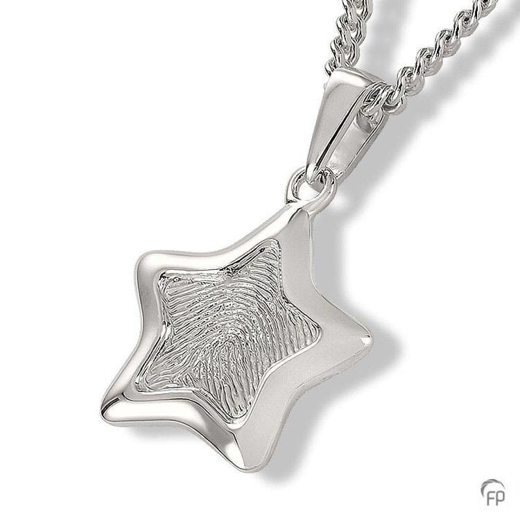 Hanger met fingerprint zilveren ster 925