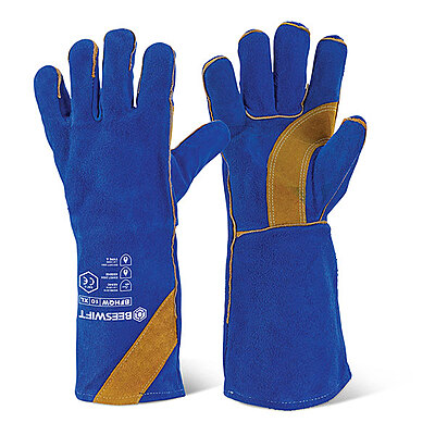 B Flex Blue & Gold Welders Gauntlet 16" CAT2