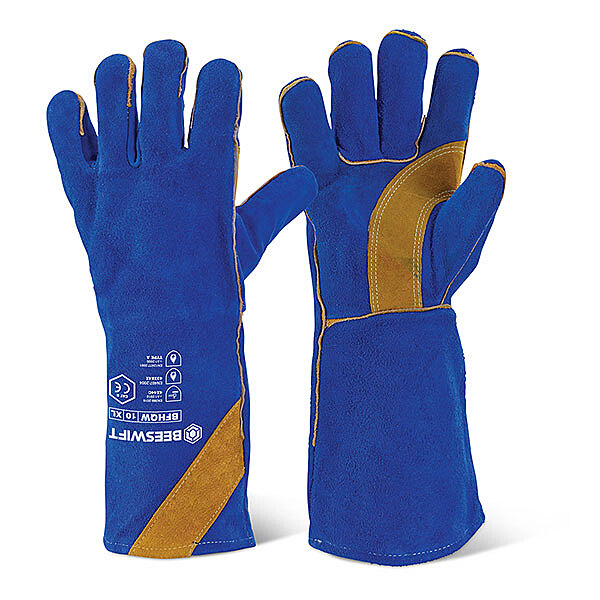 B Flex Blue & Gold Welders Gauntlet 16" CAT2