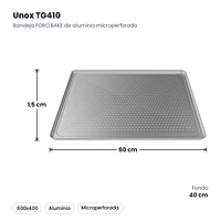 Bandeja de aluminio microperforada Unox FORO.BAKE 600x400 TG410 – medidas