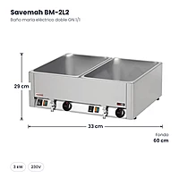 Baño maría eléctrico doble GN 1/1 Savemah BM-2L2 – medidas