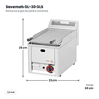 Barbacoa a gas de piedra volcánica Serie 600 Savemah GL-30 GLS – medidas