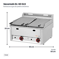 Barbacoa a gas de piedra volcánica Serie 600 Savemah GL-60 GLS – medidas