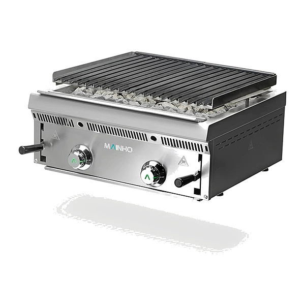 Barbacoa de piedra volcánica a gas Mainho Bras-Grill PB-60 con rejilla de acero pavonado – detalle