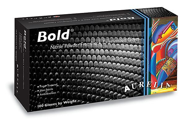 Bold Black Powder Free Nitrile Gloves (L)