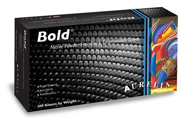 Bold Black Powder Free Nitrile Gloves (L)
