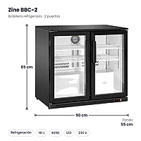 Botellero refrigerado 2 puertas de cristal 191 L Zine BBC-2 – medidas