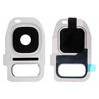For Samsung Galaxy S7 - Replacement Camera Lens And Housing Cover Glass With Adhesive - Silver