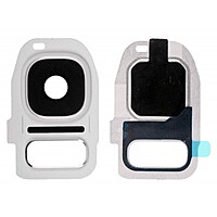For Samsung Galaxy S7 - Replacement Camera Lens And Housing Cover Glass With Adhesive - White