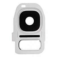 For Samsung Galaxy S7 - Replacement Camera Lens And Housing Cover Glass With Adhesive - White