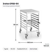 Carro bajo pastelero 60x40 desmontado Eratos CPBD-64 – medidas