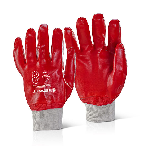 Click 2000 Red PVC Knitted Wrist Gloves