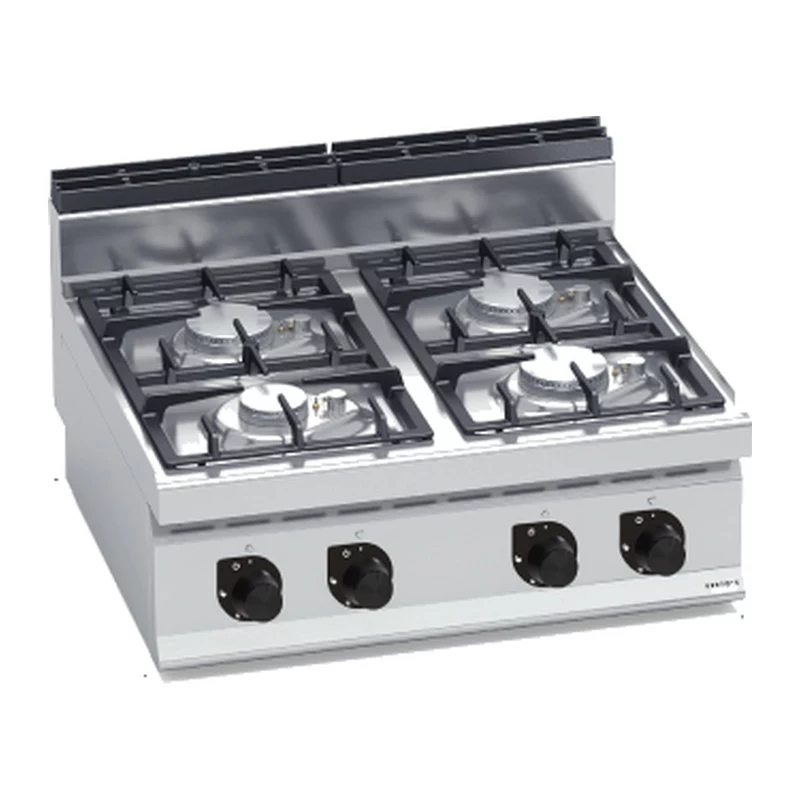 Cocina a gas potenciada Bertos Macros 700 G7F4BP 4 fuegos de sobremesa