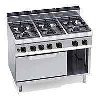 Cocina a gas Bertos Macros 700 G7F6+FG 6 fuegos con horno a gas GN 2/1