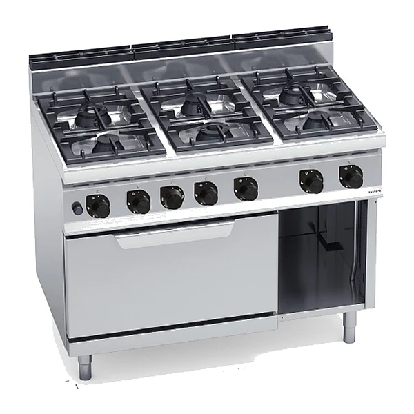 Cocina a gas Bertos Macros 700 G7F6+FG 6 fuegos con horno a gas GN 2/1