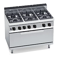 Cocina a gas Bertos Macros 700 G7F6+T 6 fuegos con horno a gas maxi