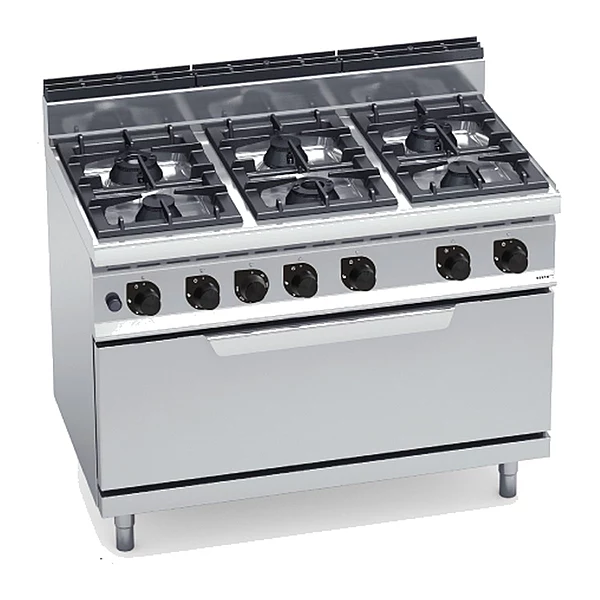 Cocina a gas Bertos Macros 700 G7F6+T 6 fuegos con horno a gas maxi