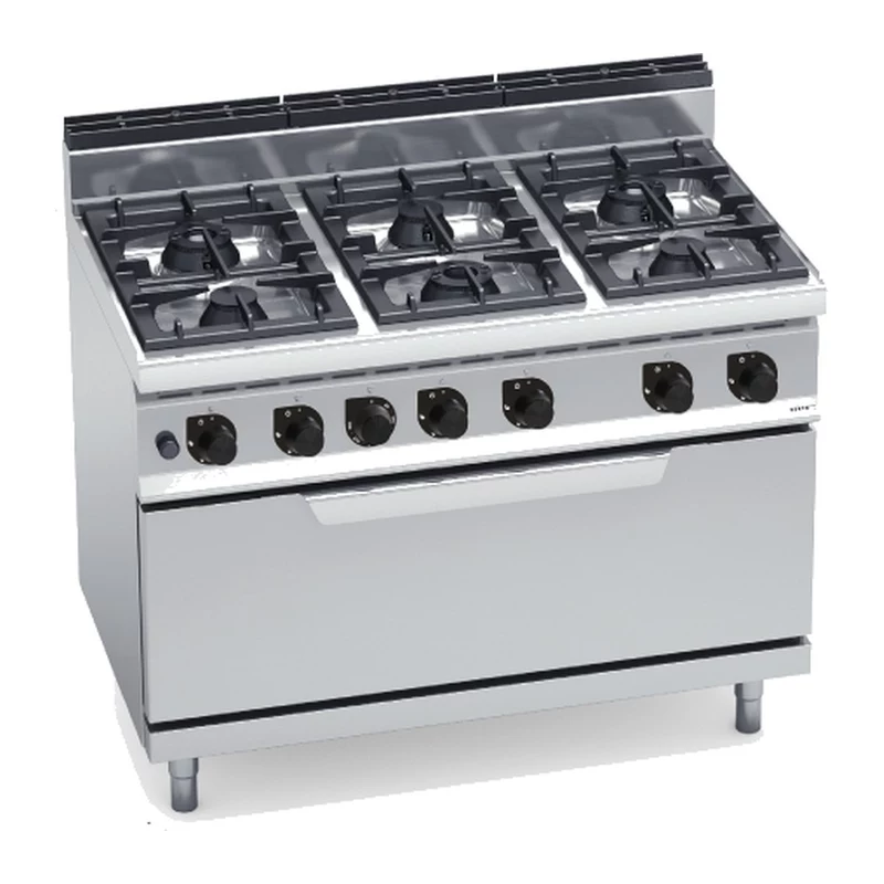 Cocina a gas Bertos Macros 700 G7F6+T 6 fuegos con horno a gas maxi