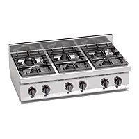 Cocina a gas potenciada Bertos Macros 700 G7F6BP 6 fuegos de sobremesa