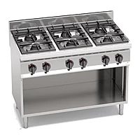 Cocina a gas potenciada Bertos Macros 700 G7F6MP 6 fuegos con mueble
