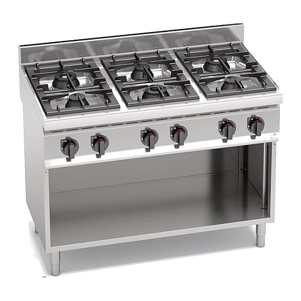 Cocina a gas potenciada Bertos Macros 700 G7F6MP 6 fuegos con mueble
