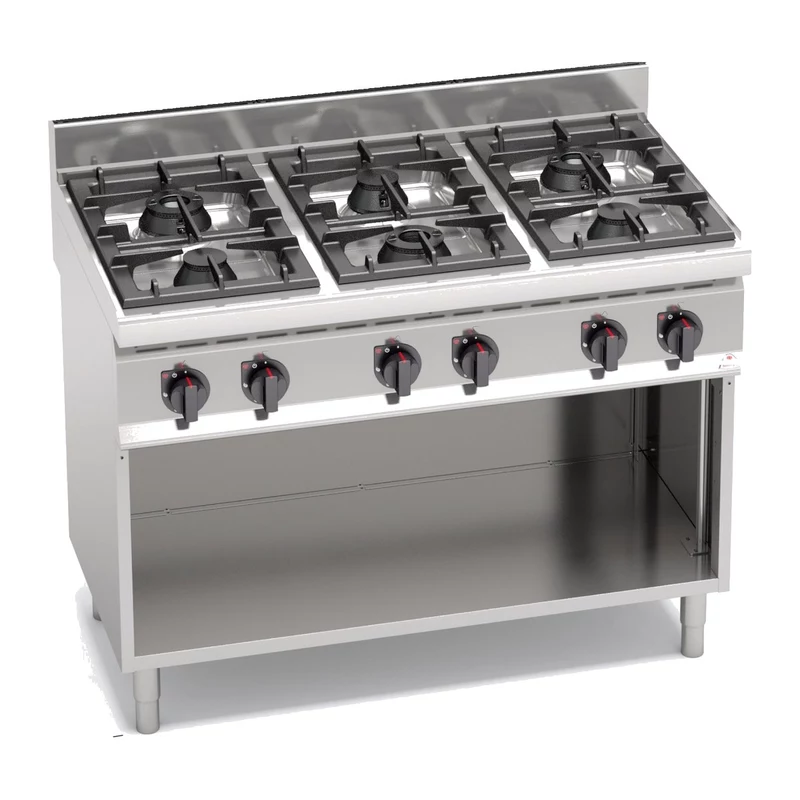 Cocina a gas potenciada Bertos Macros 700 G7F6MP 6 fuegos con mueble