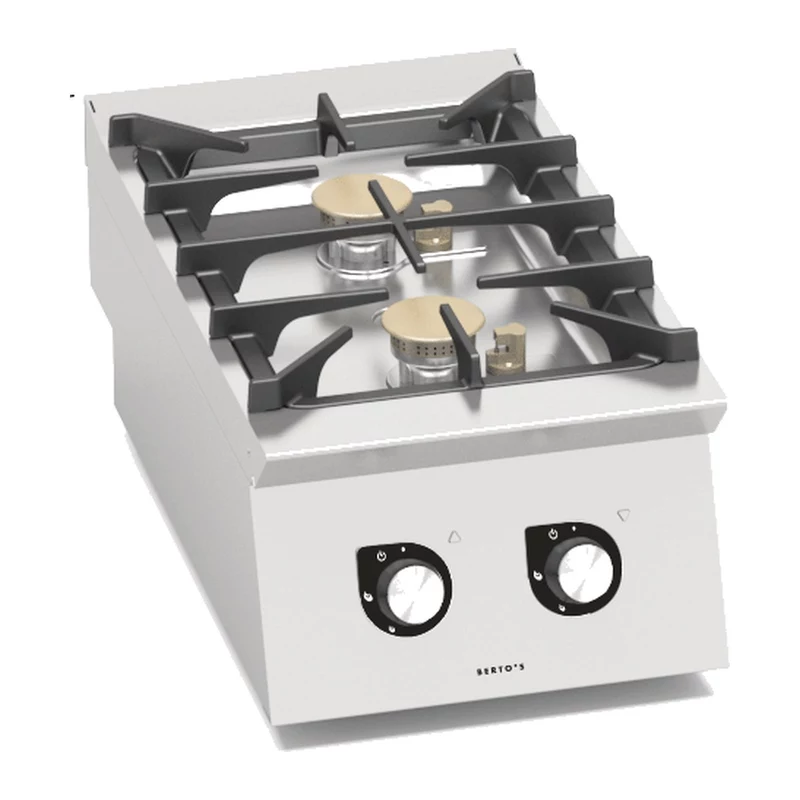 Cocina a gas Bertos S700 SG7F2B/SC 2 fuegos y circulación de agua de sobremesa