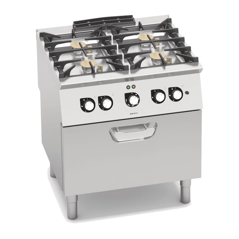 Cocina a gas Bertos S700 SG7F4+FE2 4 fuegos con horno eléctrico de convección GN 1/1