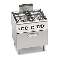 Cocina a gas Bertos S700 SG7F4+FG 4 fuegos con horno a gas GN 2/1