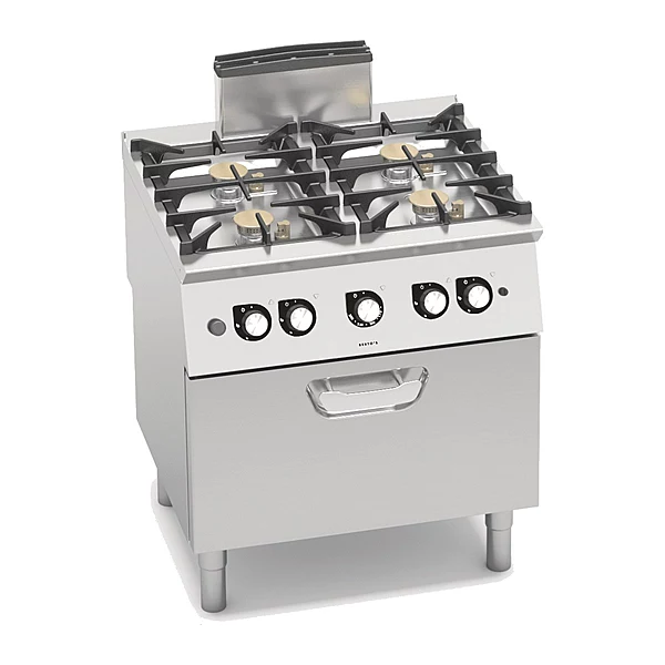 Cocina a gas Bertos S700 SG7F4+FG 4 fuegos con horno a gas GN 2/1