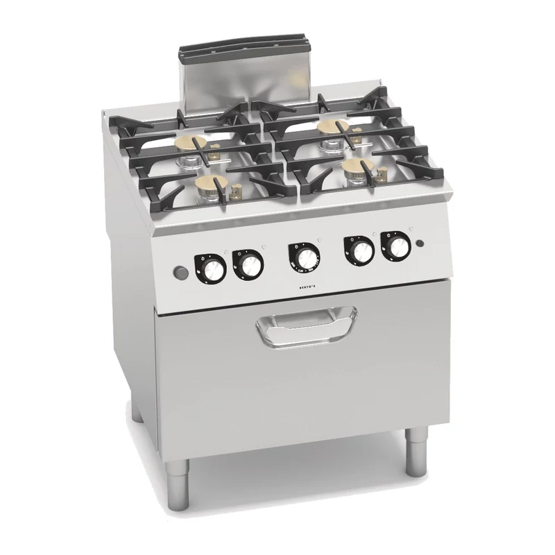 Cocina a gas Bertos S700 SG7F4+FG 4 fuegos con horno a gas GN 2/1