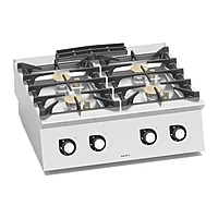 Cocina a gas Bertos S700 SG7F4B/SC 4 fuegos y circulación de agua de sobremesa