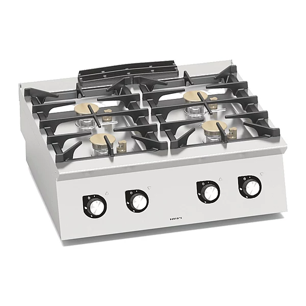 Cocina a gas Bertos S700 SG7F4B/SC 4 fuegos y circulación de agua de sobremesa