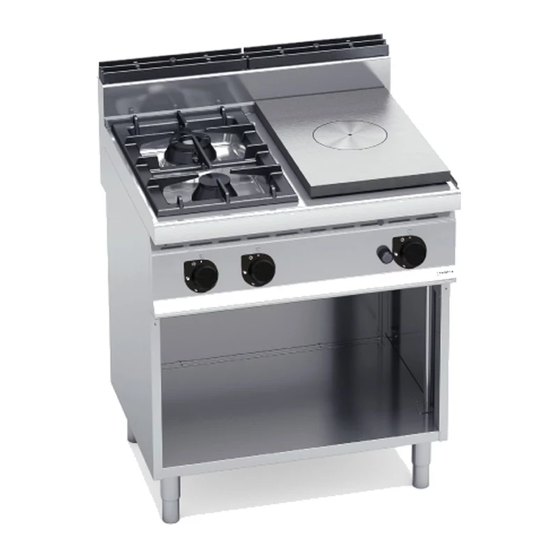 Cocina a gas con placa radiante Bertos Macros 700 G7T4P2FM 2 fuegos con mueble