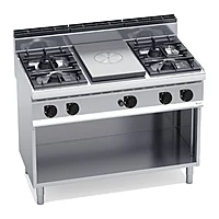 Cocina a gas con placa radiante Bertos Macros 700 G7T4P4FM 4 fuegos con mueble