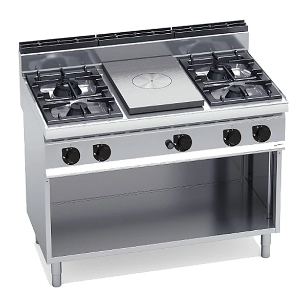 Cocina a gas con placa radiante Bertos Macros 700 G7T4P4FM 4 fuegos con mueble