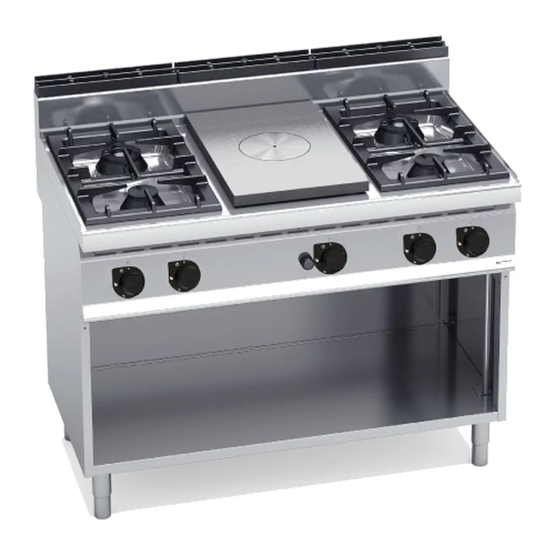 Cocina a gas con placa radiante Bertos Macros 700 G7T4P4FM 4 fuegos con mueble