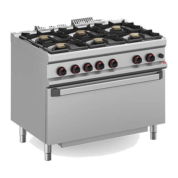 Cocina a gas Romagsa NEO700 CG711+T 6 fuegos con horno a gas maxi
