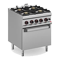 Cocina a gas Romagsa NEO700 CG77+FG 4 fuegos con horno a gas GN 2/1