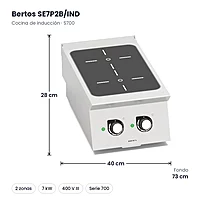 Cocina de inducción Bertos S700 SE7P2B/IND 2 zonas de sobremesa – medidas