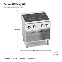 Cocina de inducción Bertos S700 SE7P4M/IND 4 zonas con mueble – medidas